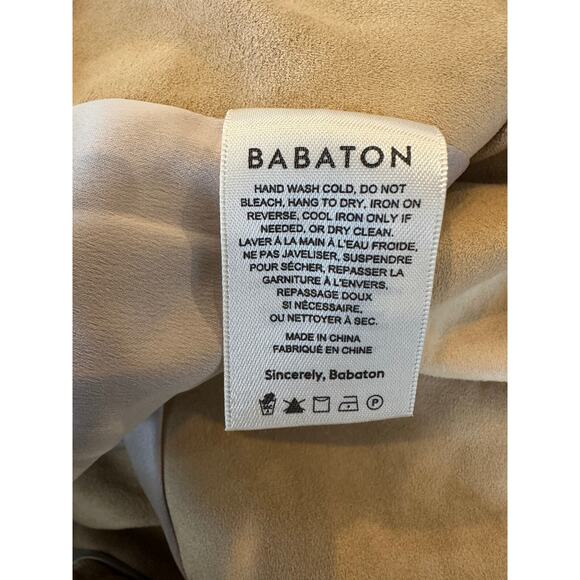 Babaton x Aritzia Callahan Jacket Open Front Vegan Suede Tan Camel Women's Small - Picture 11 of 15